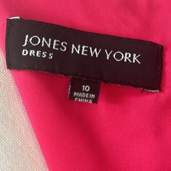 JONES NEW YORK Size 10 Tan Pink Floral Dress - Picture 7 of 15